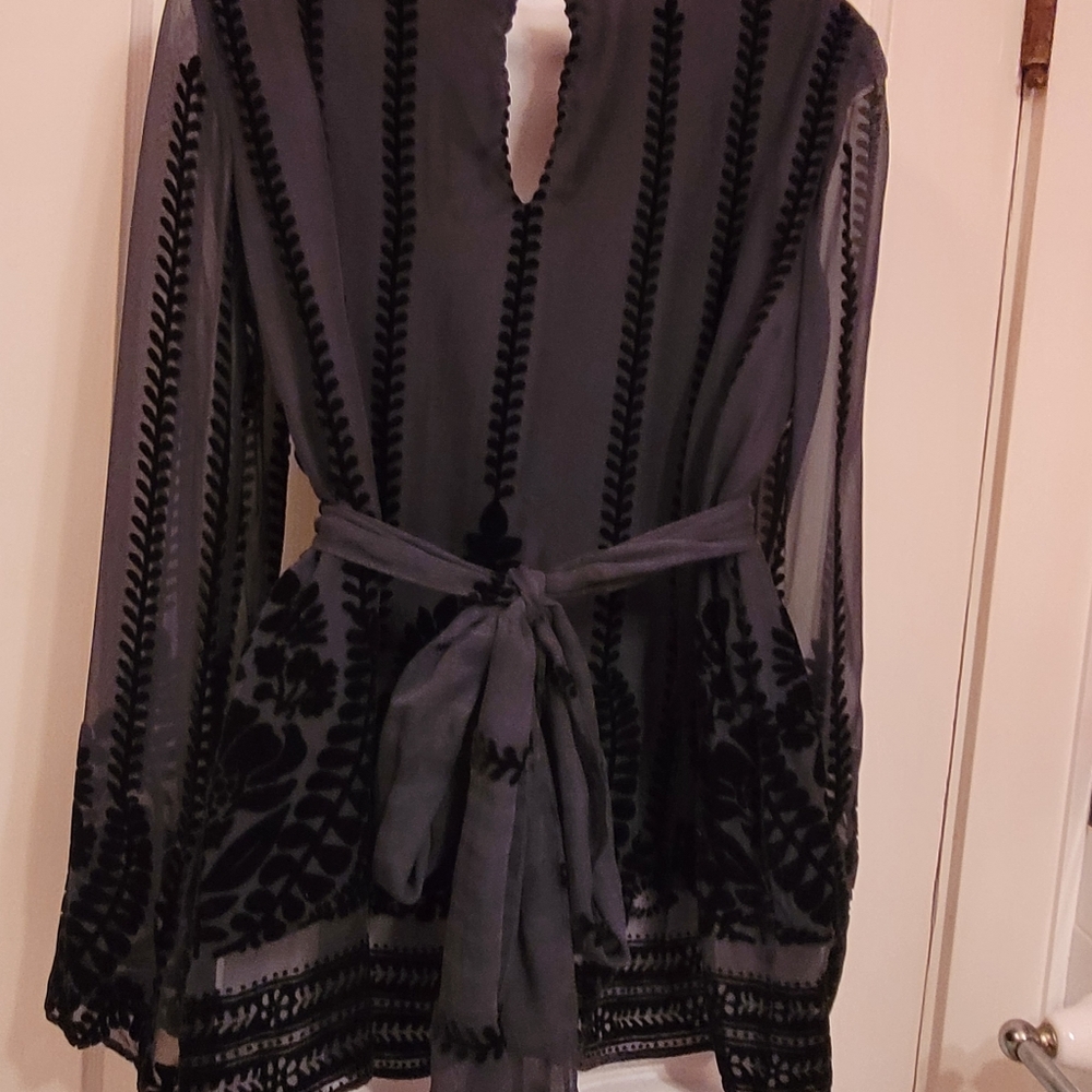 Quotation Black Silk Top